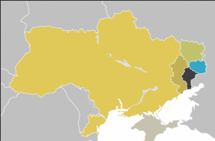 Ukraine mit stlichen Konfliktregionen